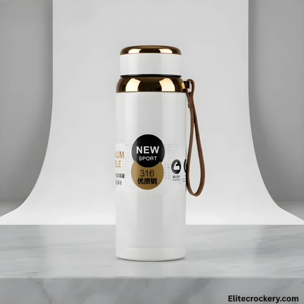 White 750ml stainless steel water bottle