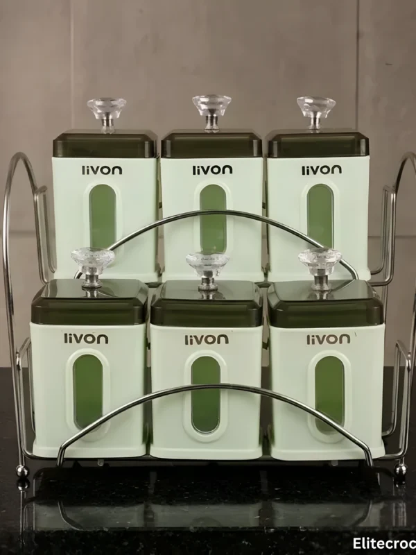 Livon Canister Set Livon kitchen canister set on black surface