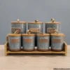 Kitchen Storage Set Kitchen canister set with wooden stand