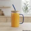 Glass Mug with Bamboo Lid And Straw | Price in Pakistan