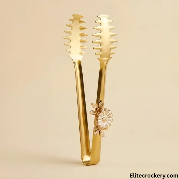 Gold Decorative Tongs Gold decorative serving tongs with floral design