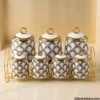 Luxury spice canister set against a golden background