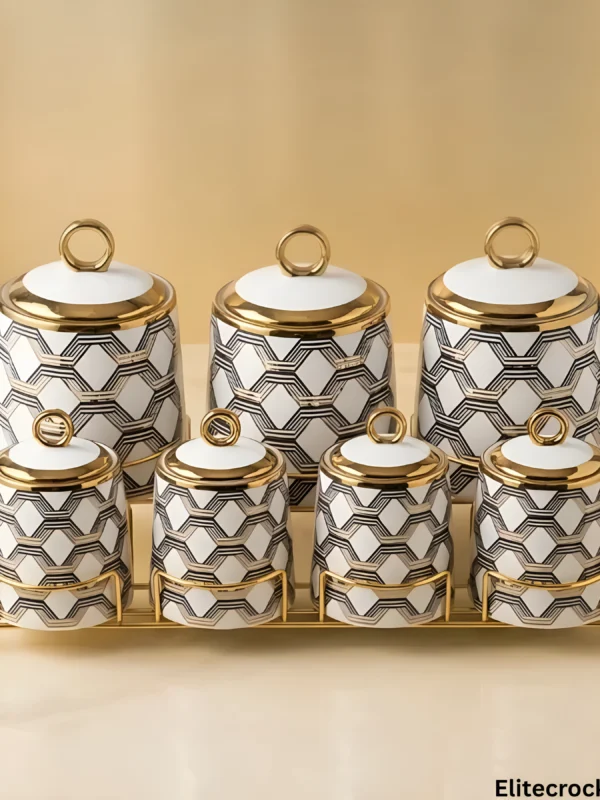 Luxury Spice Canister Set Luxury spice canister set against a golden background