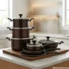 Complete Mango Decor 18 Piece Cookware Set Stacked