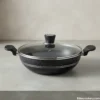 SK Non Stick Wok Karahi SK non stick wok karahi with glass lid side view