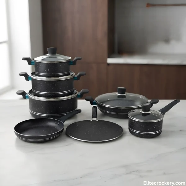 Complete SK 10-Piece Non Stick Cookware Set Complete SK non stick cookware set 16 piece collection on marble