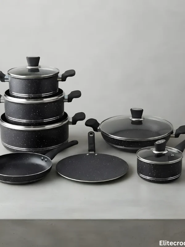 SK 16 Piece Non Stick Cookware Set Complete SK non stick cookware set 16 piece with pots, wok, tawa, saucepan, and frypan