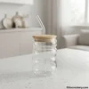 Rippled Glass Tumbler with Bamboo Lid | Price in Pakistan