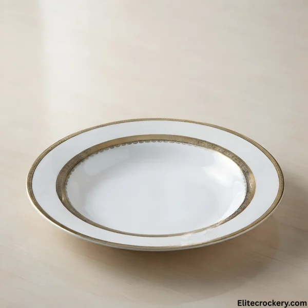 Parsachi Soup Plate Gold Border Parsachi Dinner Set Deep Soup Rim Plate
