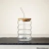 Close up of rippled glass tumbler