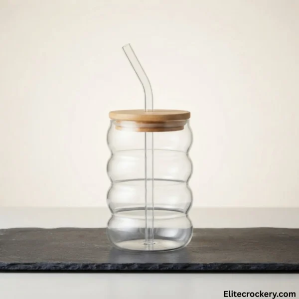 Close up of rippled glass tumbler