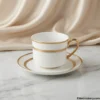 Parsachi Tea Cup Display Parsachi Gold Trim Teacup on White Marble Table