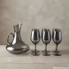 Smoky Glass Water Set with Jug and 6 Stemmed Glasses