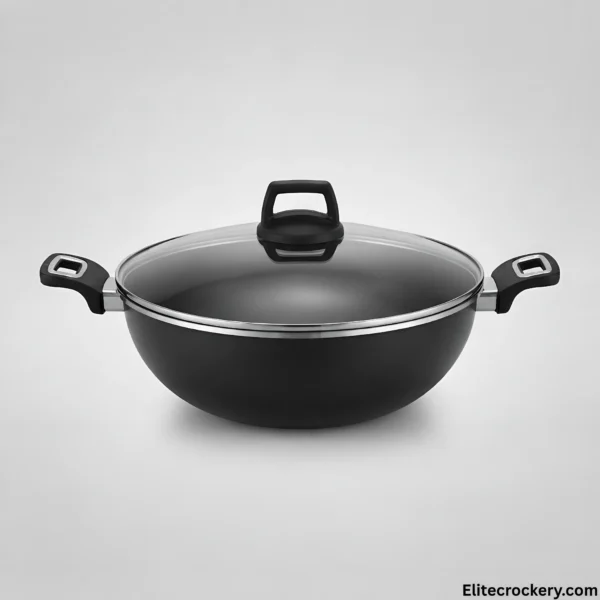 Non Stick Wok Karahi with Glass Lid Xelent Crystal