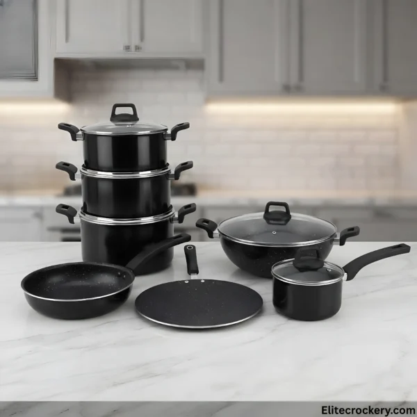Complete Xelent Crystal 18 Piece Cookware Set Stack
