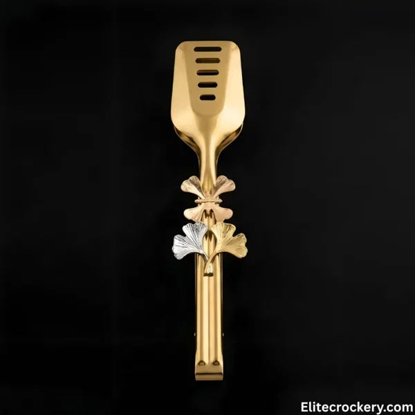 Premium gold serving tong front view