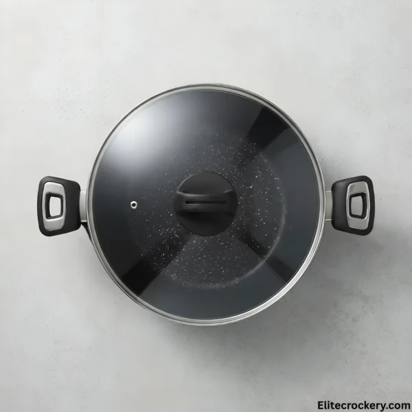 Casserole Pot with Glass Lid Top Down View