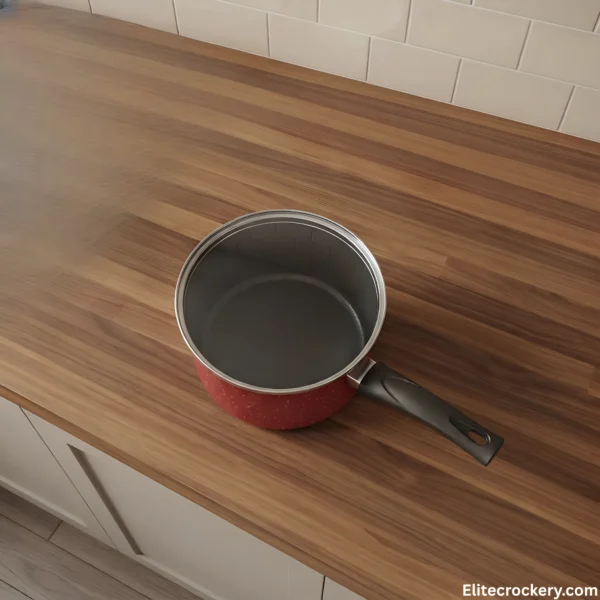 Chef Stylish Saucepan Top View Chef Stylish Non Stick Saucepan Interior High Angle View