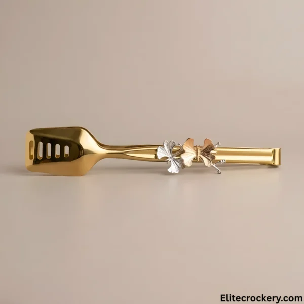 Premium gold serving tong side view