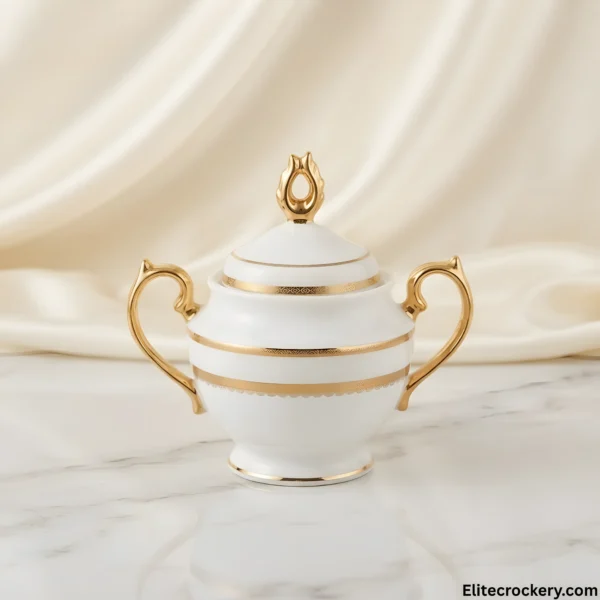 Parsachi Sugar Bowl Gold Handles Parsachi Gold Accented Sugar Pot with Lid