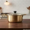 Golden Serving Pot 22cm Golden Serving Pot 22cm on Wooden Kitchen Counter