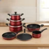 Chef Stylish Cookware Collection Chef Stylish Non Stick Cookware Set 8 Piece Red Collection