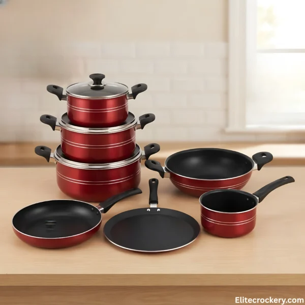 Chef Stylish Cookware Collection Chef Stylish Non Stick Cookware Set 8 Piece Red Collection