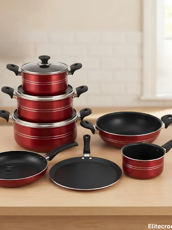 Chef Stylish Cookware Collection Chef Stylish Non Stick Cookware Set 8 Piece Red Collection