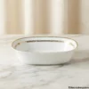 Parsachi Oval Serving Dish Parsachi Oval Porcelain Serving Bowl with Gold Rim