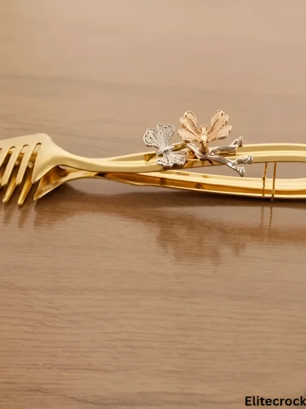 Butterfly Gold Kabab Tong Angled Angled view of butterfly gold kabab tong