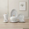 Elegant Bone Dinner Set Group Display Elegant bone dinner 61 piece set complete crockery arrangement