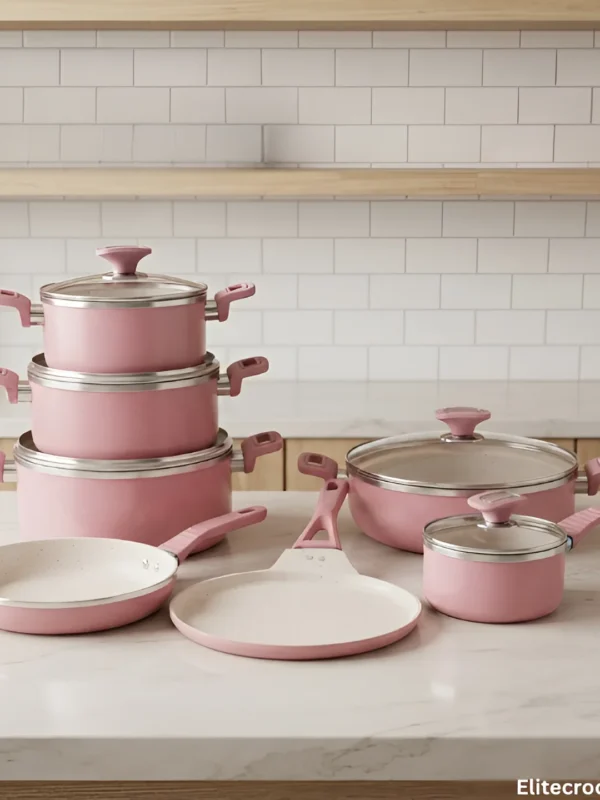SK Kitchen Set 16 Piece Complete Display Complete SK kitchen set 16 piece display in pink on marble