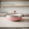 SK kitchen set pink non stick karahi wok with lid