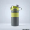 Insulated sports water bottle in lime and grey