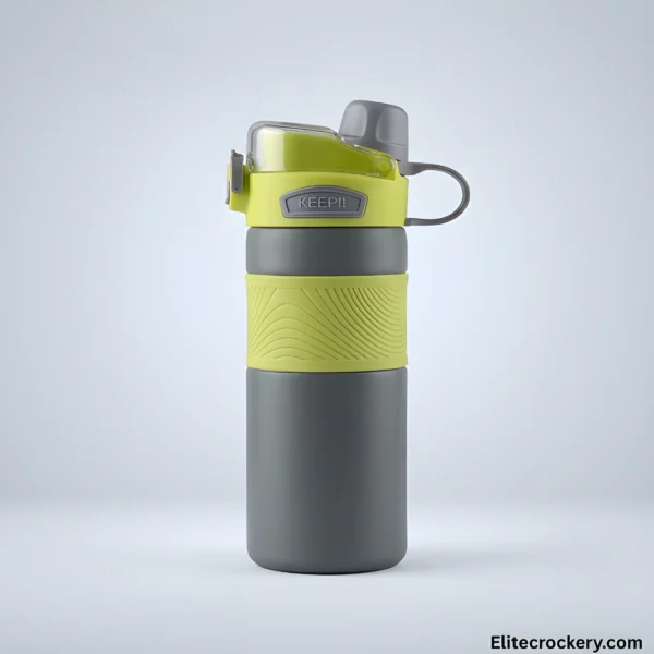 Insulated sports water bottle in lime and grey