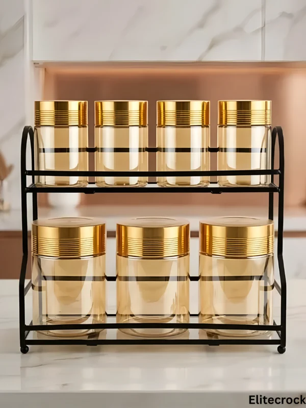 Modern Kitchen Spice Organizer Modern Spice Rack Set with Glass Jars in luxury kitchen setup