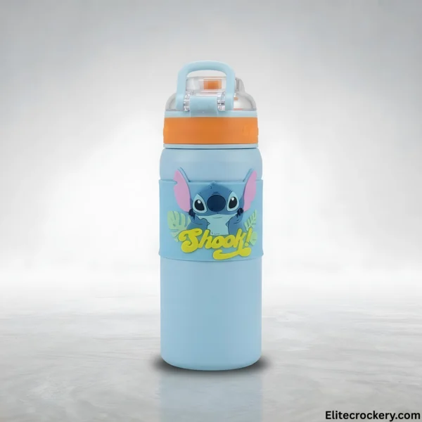 Blue character sipper bottle with Stitch graphic