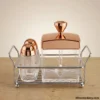 Luxury Crystal Salt and Pepper Shaker Set with rose gold finish on wood table