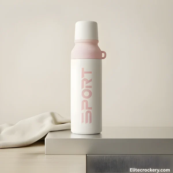1000ml Sport Water Bottle - Pink and White Pink and white 1000ml sport water bottle with minimalist design.