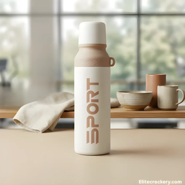 1000ml Sport Water Bottle - Tan and White Tan and white 1000ml sport water bottle for sports and travel.