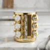 Luxury gold and marble spice rack on kitchen counter