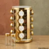 Rotating spice rack organizer with marble top
