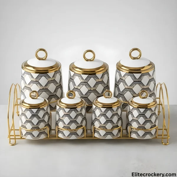 Luxury spice canister set on white background