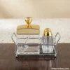 Luxury Crystal Salt and Pepper Shaker Set with gold accents