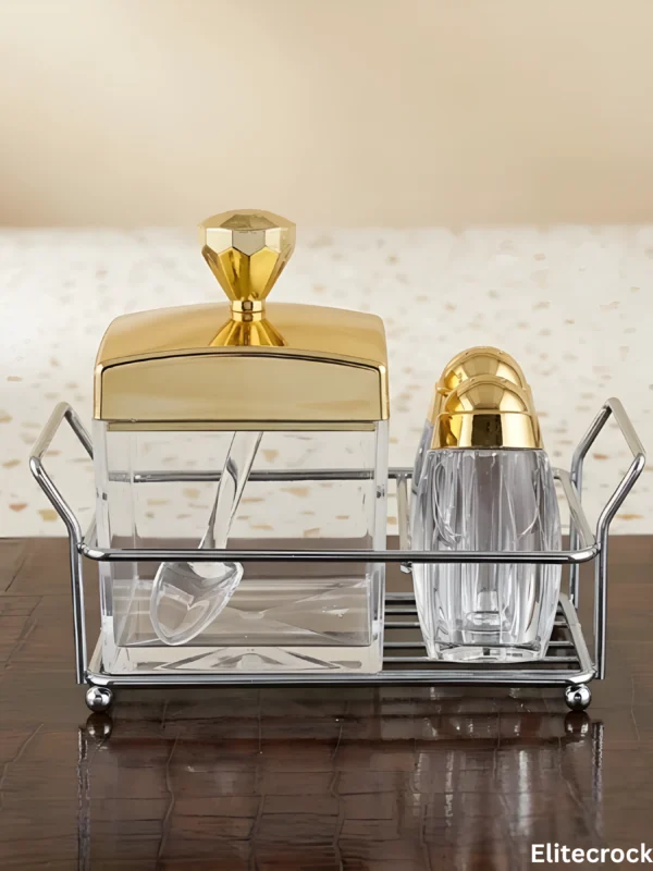 Luxury Condiment and Shaker Set Luxury Crystal Salt and Pepper Shaker Set with gold accents