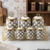 Luxury spice canister set displayed in a modern kitchen
