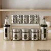 Stainless Steel Spice Rack Set Stainless steel spice rack set on wooden table