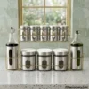Kitchen Spice And Oil Set Stainless steel spice rack set near kitchen window