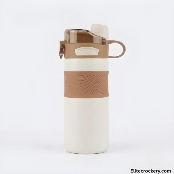 Insulated sports water bottle in cream color