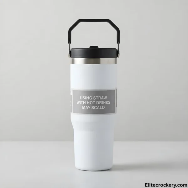 White insulated travel tumbler
